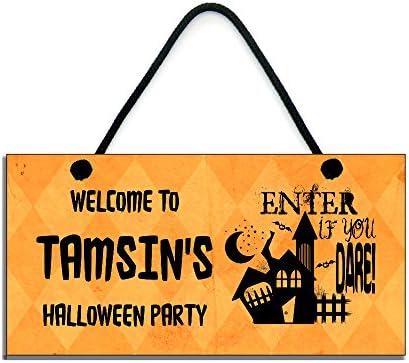 PERSONALISED Halloween Sign Welcome To NAME Halloween Party Handmade Wooden Home Plaque 671