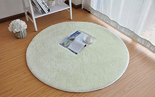 Getek Round 47.24 inches Soft Shag Area Silky Smooth Rugs Living Room Carpet Bedroom Rug Floor Rug and Carpets for Children Play Solid Home Decorator (cream)