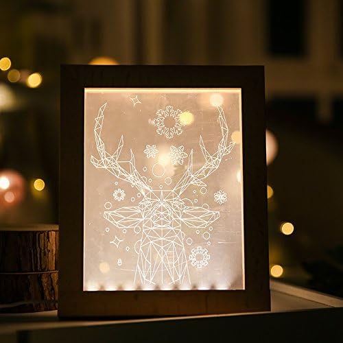 XULI LED Lights Wooden Box Frame Shiny Creative Decoration USB Plug