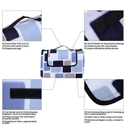 Songmics 200 x 200 cm XXL Picknickdecke Fleece wasserdicht GCM71L - 4