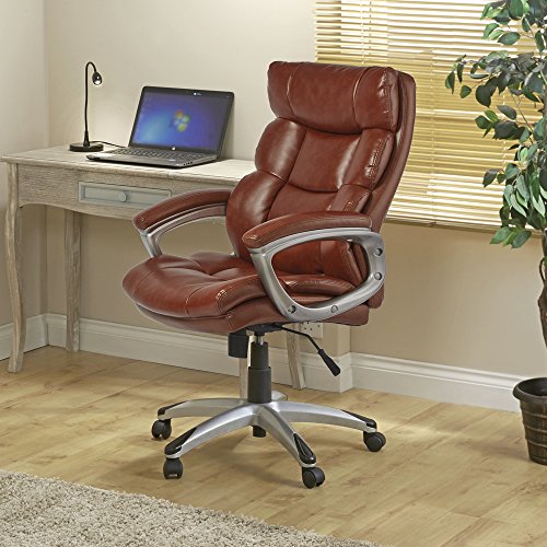 Leather Office Chair Executive Swivel Computer Desk Chair (Tan)