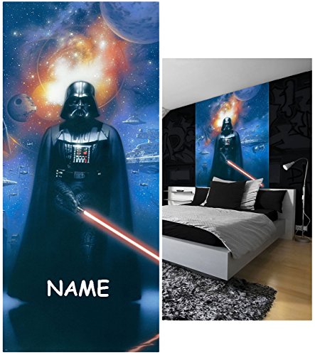 Fototapete – “ Star Wars – Darth Vader mit Schwert Lightsaber “ – 211 cm x 91 cm – incl. Kleister – Vlies Wandtapete / Türtapete – Tapete – Kleber / Tapetenkleber – für Kinderzimmer – Kinder – Anakin Skywalker / Luke – Starwars Krieg der Sterne – Clone / Mädchen & Jungen – Wandaufkleber – Postersticker – Deko – Poster – Tattoo – Türfolie / Türposter – Wandposter – Vliestapete / Lichtschwert - 3