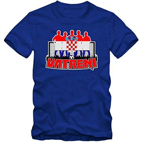 Kroatien EM 2016 #7 EM T-Shirt | Herren | HRVATSKA | Kockasti | Trikot | Nationalmannschaft, Farbe:Blau (Royalblue L190);Größe:S
