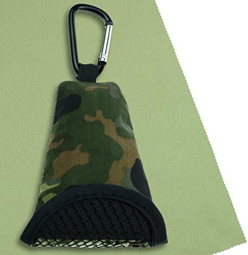 RedTent Outdoor BW Bundeswehr Camo Buddy Towel Microfibre Cloth Super Absorbent Quick Drying Compact & Case – Ultra Lightweight, Anti-Bacterial Mesh Holster & Separator, with carabiner clip