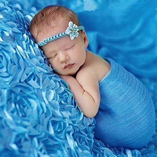 PePeng Newborn Photography Props, Use Soft 3D Rose Flower Backdrop Beanbag Rug to Create Memorable Kids Portrait Photography (Blue)