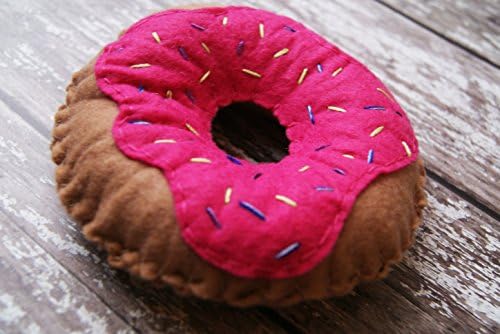 Bright Pink Doughnut Pretend Food/Pin Holder/Kitchen Play/Felt Food/Sewing Accessory