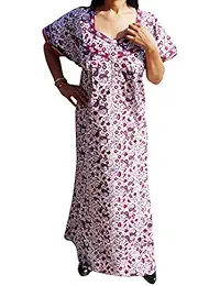 Indiatrendzs Women's Nighty Cotton Floral Night Wear Gowns Free Size