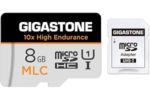[MLC 10 x hög uthållighet] GIGASTONE 8 GB MLC Micro SD-kort, Full HD-videoinspelning, säkerhetskamera, instrumentkamera, över