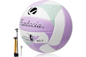 Fantecia Ballon de volleyball taille 5 avec pompe - En cuir souple - Pour jouer en extérieur et intérieur - Cadeau pour filles, adolescents, adultes