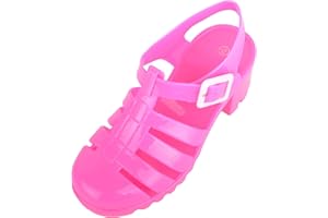 ABSOLUTE FOOTWEAR Childrens Kids Girls Slip On Heeled Summer Holiday Beach Jelly Sandals Flip Flop Buckled Shoes