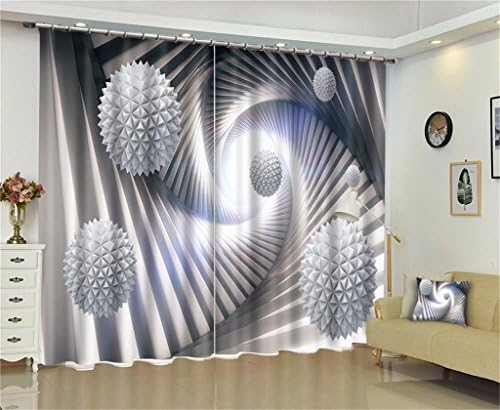 XFKL 2 Panels- Curtains,Three-Dimensional Geometric Ball Relief Design 3D Printing Room Darkening Thermal Insulated Blackout Window Curtains For Living Room&amp;Bedroom,Free Hook Included,5.2×2.18M(222*93Inch)