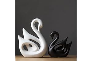 JXCBXJ Ceramic Statue,2 Pieces Swan Sculpture Decor,Creative Ceramic Decorative,Crafts Ornaments Home Decor,Memorial Gift for Parents, Suitable for Shelf, Bookself, TV Stand Decor.