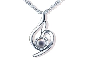 Yumilok-Collar de plata 925 para mujer, elegante colgante con incrustaciones de piedra de cristal, "Te amo" en 100 idiomas