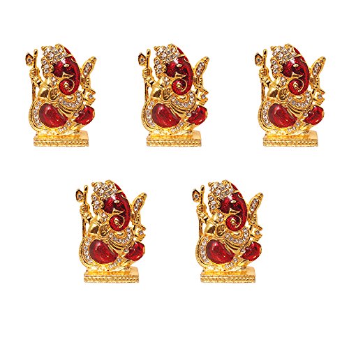 ART N HUB Set of 5 Brass 24 K Gold Plated With Stones Hindu God Shri Ganesh Car Dashboard Statue Lord Ganesha Idol Bhagwan Ganpati Handicraft Decorative Spiritual Puja Vastu Showpiece Figurine - Religious Pooja Gift Item & Murti for Mandir / Temple / Home Decor / office / Study Table RS.428 (78.00% Off) - Amazon