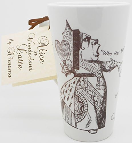 Alice in Wonderland Queen of Hearts Quote Large Latte Coffee Mug (Vintage Illustrated Style)