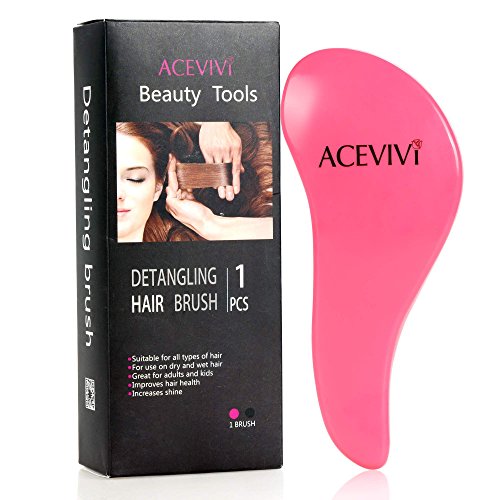 ACEVIVI Plastic Detangling Shower Hair Brush Comb Styling Tamer Tool For Adult Kids - RoseRed