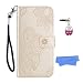 Produktbild HopMore Lederhülle Compatible with Samsung Galaxy S10 Plus Leder Hülle Eule Mandala Muster Schutzhülle mit Kartenfach Klappbar Silikon Ledertasche Handyhülle Stoßfest Cover Case - Gold