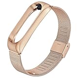 Lomire Xiaomi Mi Band 3 Milanese Magnetic Edelstahl Armband, Edelstahl Mesh Milanese Magnet Uhrenarmband Replacement Armband für Damen Herren 170-180mm (rosagold)