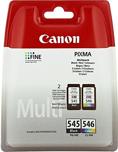 Original Tinten Spar-Set Canon PG545/CL-546 8287B005 - 2 Tinten-Patronen - Schwarz, Cyan, Magenta, Gelb - 1 x 180 & 1 x 180 Seiten - 2 x 8 ml