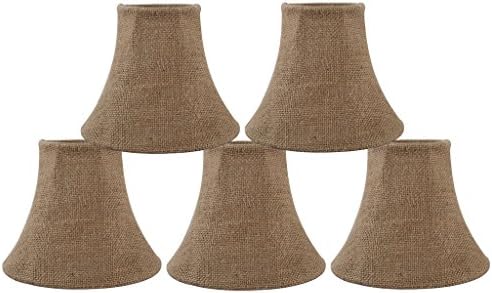 ONEPRE Burlap Lamp Shades Clip on light shades Candle Chandelier Lampshades for Ceiling Pendant Light, Set of 5