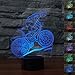 Produktbild 3D Visual Optical Illusion LED Lampe Nachtlichter,KINGCOO Verstellbar 7 Farben Schreibtischlampen Acryl Licht Atmosphäre Touch Tischlampe,Geschenk für Weihnachten(Mountainbike)