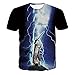 Produktbild Crazboy Funny Boys Men 3D Print Summer Short Sleeve Lightning Cat Shirts Top Tee Blouse(Medium,Blau)