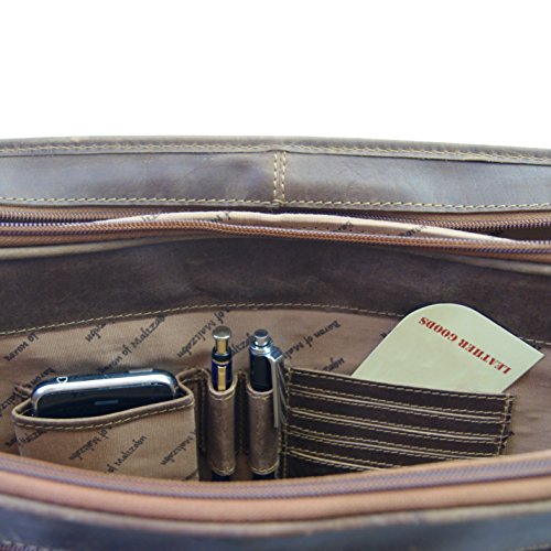 BARON of MALTZAHN Laptoptasche Aktentasche Lehrertasche RUBENS aus braunem Leder   Lederpflege