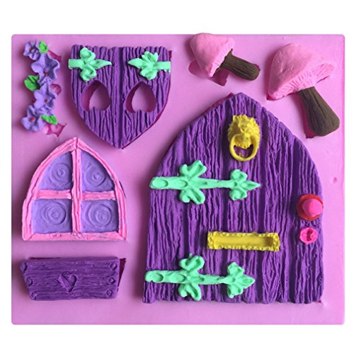 LYNCH Holz-Tür-Fenster-Form 3D Silikon Fondant Backen-Werkzeuge Kuchen Pop Mold,Rosa