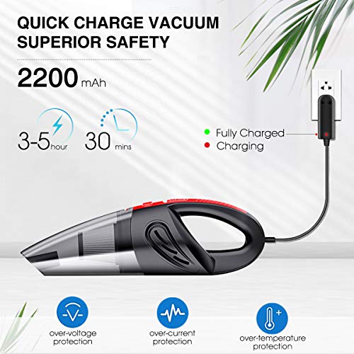 Audew Aspirateur à Main sans Fil Aspirateur de Voiture Portable 120W 2200mAh avec Fonction Huimide & Sèche Filtre HEPA Lavable et 5 Buses Rechargeable pour Maison,Table, Bureau, Pois d'Animaux Audew Aspirateur à Main sans Fil Aspirateur de Voiture Portable 120W 2200mAh avec Fonction Huimide & Sèche Filtre HEPA Lavable et 5 Buses Rechargeable pour Maison,Table, Bureau, Pois d'Animaux