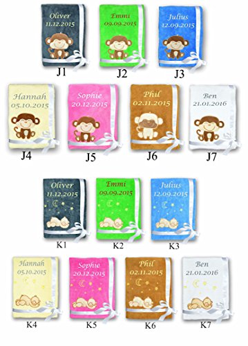 Amilian® Kuschlige Babydecke SUPER FLAUSCHIG mit Namen und Datum bestickt Kinderdecke - 7