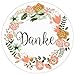 Produktbild 72 DANKE Aufkleber Sticker - Ideal für Geburtstag, Hochzeit, Weihnachten - 38 x 38 mm - Rosa, Weiß - Blumen