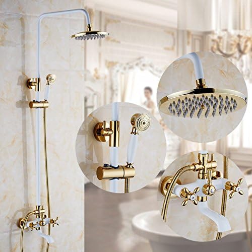 Luxury Rain Mixer Shower Combo Set Wall Mounted all bronze Third gear Shower Sets with Rain Fall Shower Head and Handheld Set Full Body Coverage Easy to Clean and Install