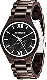 REDMONT Herrenuhr mit Holzarmband Analog Quarz Classic Collection Black Marble Edition