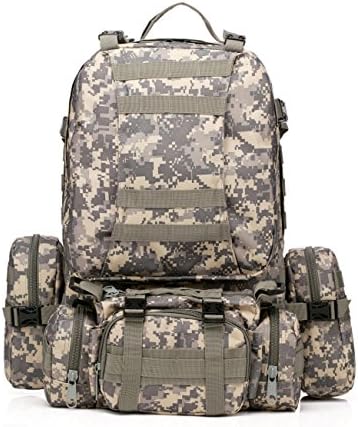 AireLibre 50L Multifunctional Combination Backpack Military Rucksack Tactical Backpack with Waist Bag Large-capacity Camouflage Mountaineering Bag (ACU camouflage)