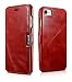 Produktbild Luxus Tasche für Apple iPhone 8 und iPhone 7 (4.7 Zoll) / Case mit Echt-Leder Außenseite / Schutz-Hülle seitlich aufklappbar / ultra-slim Cover / Etui mit Textil-Innenseite / Vintage Look / Farbe: Rot