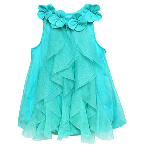 iiniim Baby Girls Princess One-piece Romper Flower Dress Blue 9-12 Months