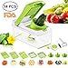 Produktbild 14 in 1 Mandolin Gemüseschneider, Verstellbarer Edelstahl Gemüse-Schneider, Kartoffelschneider, Gemüsereibe, 7 Klingen + Schäler Obst, Gemüsehobel, Gemüseschäler, Julienneschneider, Profi Essen Slicer
