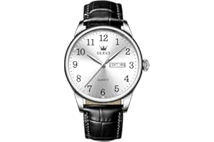 OLEVS Mens Watch, Stainless Steel Analog Quartz Watches Men, Classic Arabic Numerals Men's Dress Watch, Waterproof Luminous Day Date Leather Watches for Men