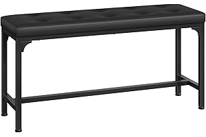 HOOBRO Upholstered Dining Bench with H-Frame, 140kg Capacity, for Entryway Hallway, Modern Button-Tufted PU Leather Seat for Dining Room, Kitchen, Bedroom, Easy Assembly, Black EBK34CD01