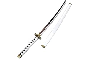 HZYYZH Samurai Ninja Wooden Sword Arme, Anime Noir Samurai Roronoa Zoro Cosplay Katana Couteau Sword Jouets pour Adolescents,Blanc