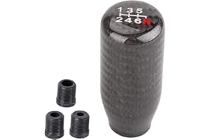muge racing Carbon Fiber Gear Shift Knob 6 Speed Shifter Knob Universal for Most Cars with 3 Adapters(8mm/10mm/12mm)
