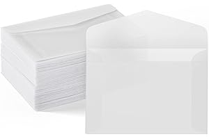 AIXOOM 100 PCS Translucent Glassine Envelopes semi-Transparent Invitation Blank Envelopes Clear Envelopes for Greeting Wedding Parties (7x10 cm)
