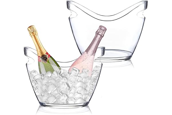 NatureMan Ishink för fester 2 st 4 liter dryckesbadkar isbadkar vin öl dryck hinkar fester bar klar plast ishink för champagn