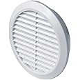 White Circle Air Vent Grille 90mm / 3.54" with Fly Screen/Mesh Round Ventilation Ducting Furniture Cover Soffit T44
