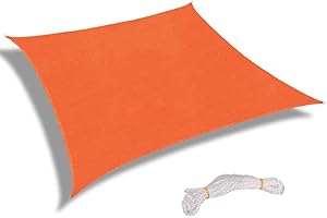 Warooma 2.5m x 2.5m Sun Shade Sails Canopy with Rope Rectangle Sand UV Heavy Duty Commercial Grade Patio Waterproof Block Sun Shade Awning for Outdoor Facility And Activities