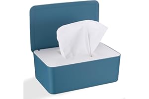 SZSLMY Moist Toilet Paper Box, Baby Wipes Box, Wet Wipes Dispenser, Wet Paper Box with Lid, Wet Tissue Dispenser Tissue Box for Home Office, Blue White