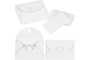 PATIKIL 25 Set Mini Envelopes with Heart Clasp, 4.1x3 Blank Note Cards with Envelopes for Gift Wedding Invitation Graduation Holiday Thanksgiving Day Christmas, White