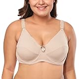 Ayigedu Bra for Women Underwire Non-Padded Plus Size Bra Minimizer Plunge Push up Bras