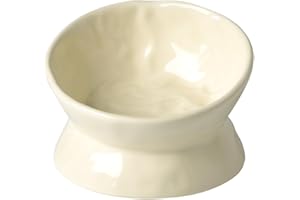 ABRUTY Cat Food Bowl, 5 OZ Ceramic Elevated Kitten Water Bowl, 15° Tilted Raised Pet Feeder, Anti Vomiting and Whisker Friendly Dishes for Fat Faced, Cat, Kitten, Small Dog