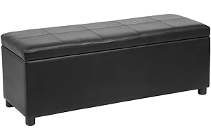 Corium Ottomane 119 x 38 x 45 cm schwarz Sitztruhe Polsterbank Sitzhocker Betthocker Truhe Bank